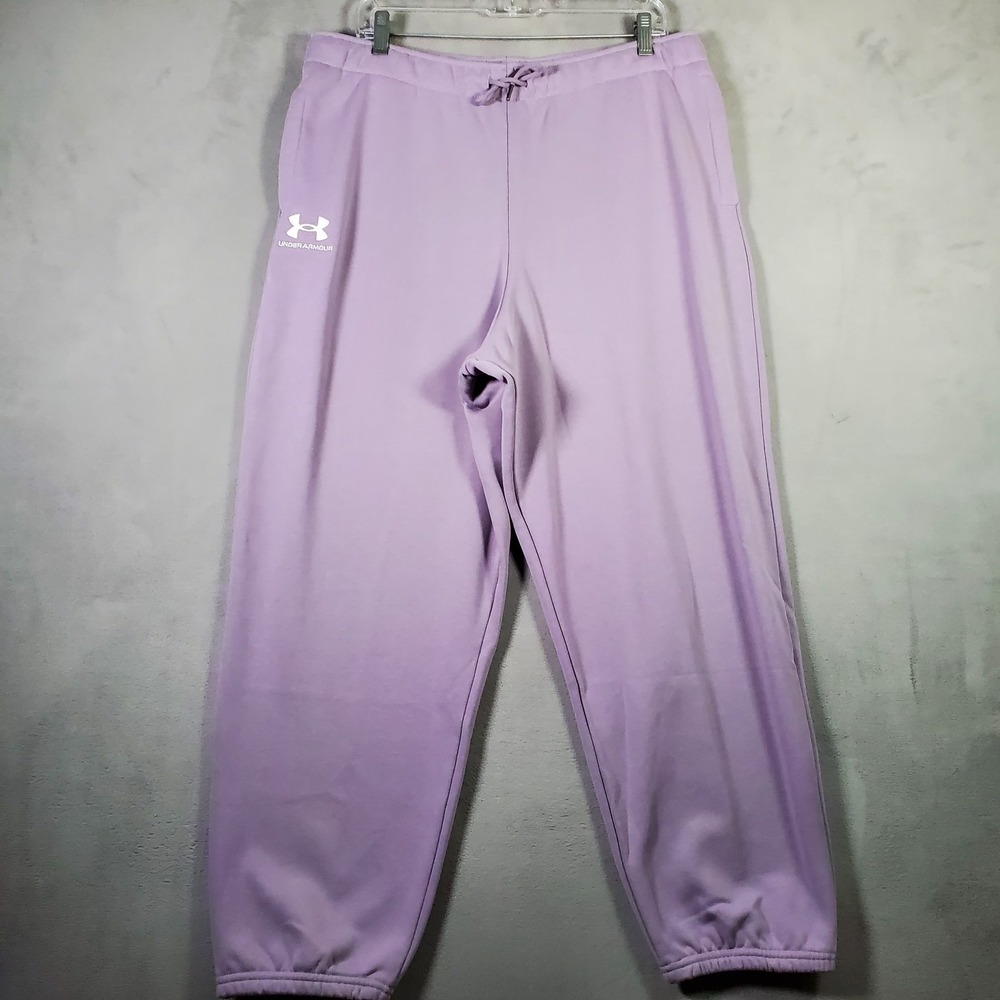 Under‎ Armour Jogger Sweatpants Womens L Purple Oversized Heavyweight Terry NEW